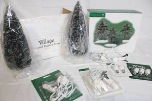 lot 112 image: Department 56 Village Frosted Tree Accessories and Lighting Lot