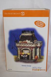 lot 116 image: Department 56 Grimsllys Garage Snow Village Halloween Lighted Building