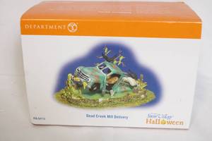 lot 121 image: Department 56 Snow Village Halloween Dead Creek Mill Delivery Figurine