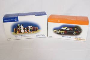 lot 128 image: Department 56 Snow Village Halloween Hot Rod & Treats For The Kids Figurines