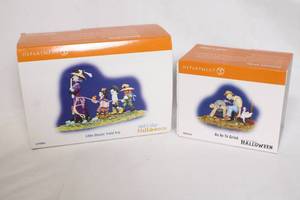 lot 155 image: Department 56 Snow Village Halloween Figurines Little Ghouls Field Trip and An Ax To Grind