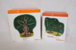 lot 156 image: Department 56 Halloween Village Accessories Scary Twisted Trees and Lit Spooky Tree Set