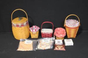 lot 202 image: Collection of Longaberger Baskets with Liners and Accessories
