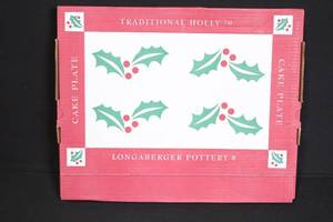 lot 211 image: Longaberger Pottery Traditional Holly Cake Plate in Box
