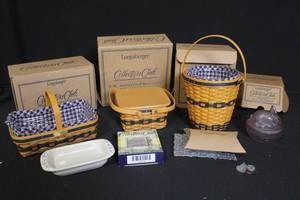 lot 235 image: Longaberger Collectors Club Miniature Basket Collection and Accessories
