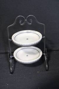 lot 237 image: Set of Stoneware Bowls with Metal Display Stands