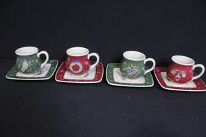 lot 251 image: Set of 4 Longaberger All The Trimmings Holiday Mugs and Plates