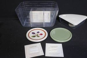 lot 259 image: Longaberger Protector Set, Berry Coaster Lids, and Accessories Group