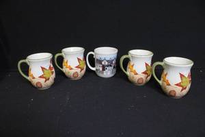 lot 263 image: Longaberger Fall Foliage Mugs Set of 4 with Homestead Mug