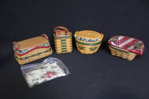 lot 270 image: Longaberger Tree Trimming Basket Set with Liners, Lids, and Accessories (2002-2008)