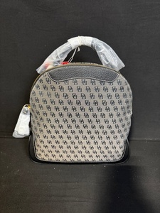 lot 22B image: Dooney & Bourke Signature Monogram Mini Backpack with Black Leather Trim