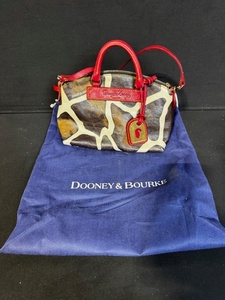 lot 22C image: Dooney & Bourke Giraffe Print Satchel with Red Leather Trim and Red Card Holder