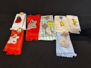 lot 31ZC image: Collection of 8 Seasonal and Decorative Hand Towels with Embroidered Designs