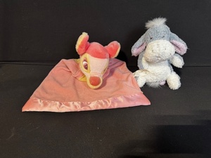 lot 508 image: Disney Store Eeyore Plush and Bambi Baby Lovey Blanket Set