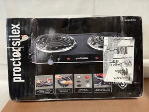lot 7 image: Proctor Silex Double Burner Electric Hot Plate in Box