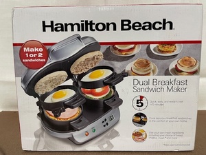 lot 43 image: Hamilton Beach Dual Breakfast Sandwich Maker Model 25490
