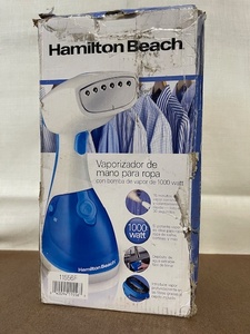 lot 64 image: Hamilton Beach 1000W Handheld Fabric Steamer in Damaged Box