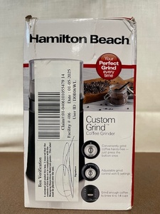 lot 67 image: Hamilton Beach Custom Grind Coffee Grinder in Original Box