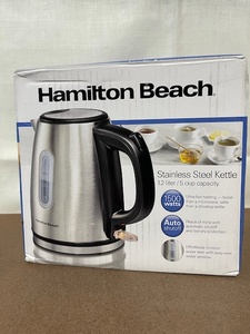 lot 86 image: Hamilton Beach 1.2 Liter Stainless Steel Electric Kettle 1500W