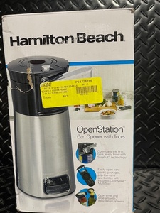 lot 122 image: Hamilton Beach OpenStation Electric Can Opener with Tools, Model 76382FJ