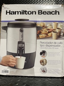 lot 156 image: Hamilton Beach Dispensing Coffee Urn 40 Cup Capacity