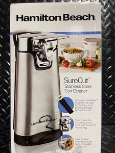 lot 171 image: Hamilton Beach SureCut Stainless Steel Can Opener with OpenMate Tool