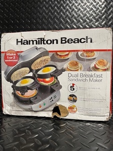 lot 187 image: Hamilton Beach Dual Breakfast Sandwich Maker in Damaged Box