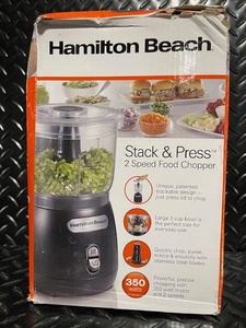 lot 194 image: Hamilton Beach Stack & Press 2 Speed Food Chopper 350 Watt 3 Cup