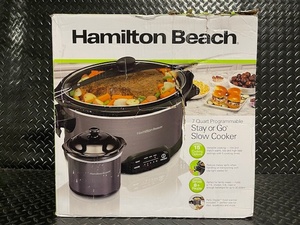 lot 265 image: Hamilton Beach 7 Quart Programmable Stay or Go Slow Cooker.