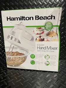 lot 266 image: Hamilton Beach 6 Speed Hand Mixer with Snap-On Case