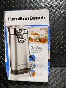 lot 270 image: Hamilton Beach SureCut Stainless Steel Can Opener in Box
