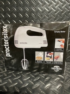 lot 316 image: Proctor Silex 5-Speed Hand Mixer Model 62509G in Box