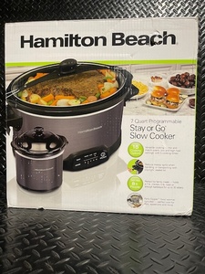 lot 317 image: Hamilton Beach 7 Quart Programmable Stay or Go Slow Cooker with Bonus Little Dipper
