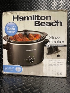 lot 333 image: Hamilton Beach 3 Quart Slow Cooker with Stoneware and Glass Lid
