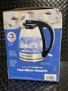 lot 374 image: Hamilton Beach Glass Electric Kettle 1 Liter 40930G