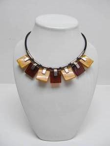 lot 80 image: Sterling Silver Leather & Amber-Style Necklace