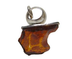 lot 8 image: Large Modernist Sterling Silver & Amber Pendant