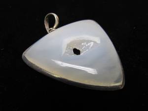 lot 48 image: Large Sterling Silver & Polished White Stone Pendant