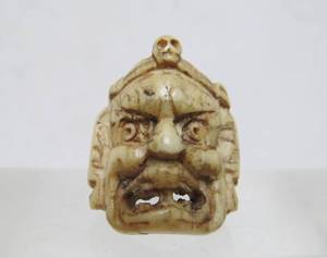 lot 72 image: Antique Carved Bone Tibetan Mahakala Mask Ring