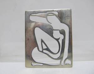 lot 73 image: Sterling Silver Picasso Style Cutout Figural Brooch