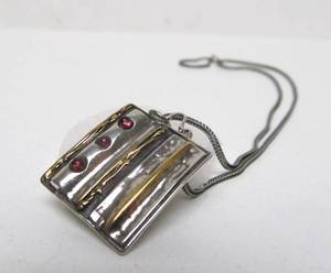 lot 83 image: Exceptional Sterling Silver & Gold Pendant Necklace wGemstones