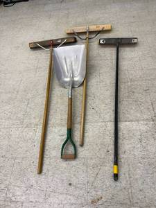 lot 202 image: Brooms & Grain Shovel