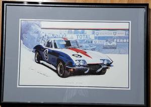 lot 31 image: L-88 Lemans Corvette String Ray Signed Print by Dick Guldstrand James Harris COA LE SIGNEDNumbered