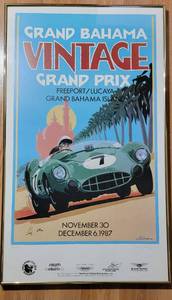 lot 34 image: 1987 Grand Bahama Vintage Grand Prix Signed Framed Poster