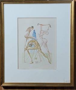 lot 2 image: Salvador Dal The Simoniacs (Inferno Canto 19) Ltd Ed Woodcut Print Framed
