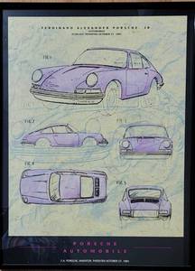 lot 37 image: Framed Print 1964 Porsche 911 Patent Filing Sketches