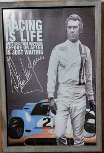 lot 111 image: Framed Poster Steve McQueen Racing is Life