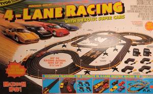 lot 261 image: Tyco 4 Lane Slot Car Racing System, NIB