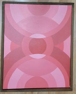 lot 355 image: Retro Geometeric Acrylic on Canvas Mod Artwork