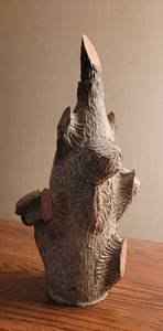 lot 321 image: Folk Art Tree Branch Liquor Bottle with Cups